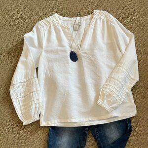 RACHEL ZOE White V-Neck Top, Size Small, Very Good Condition